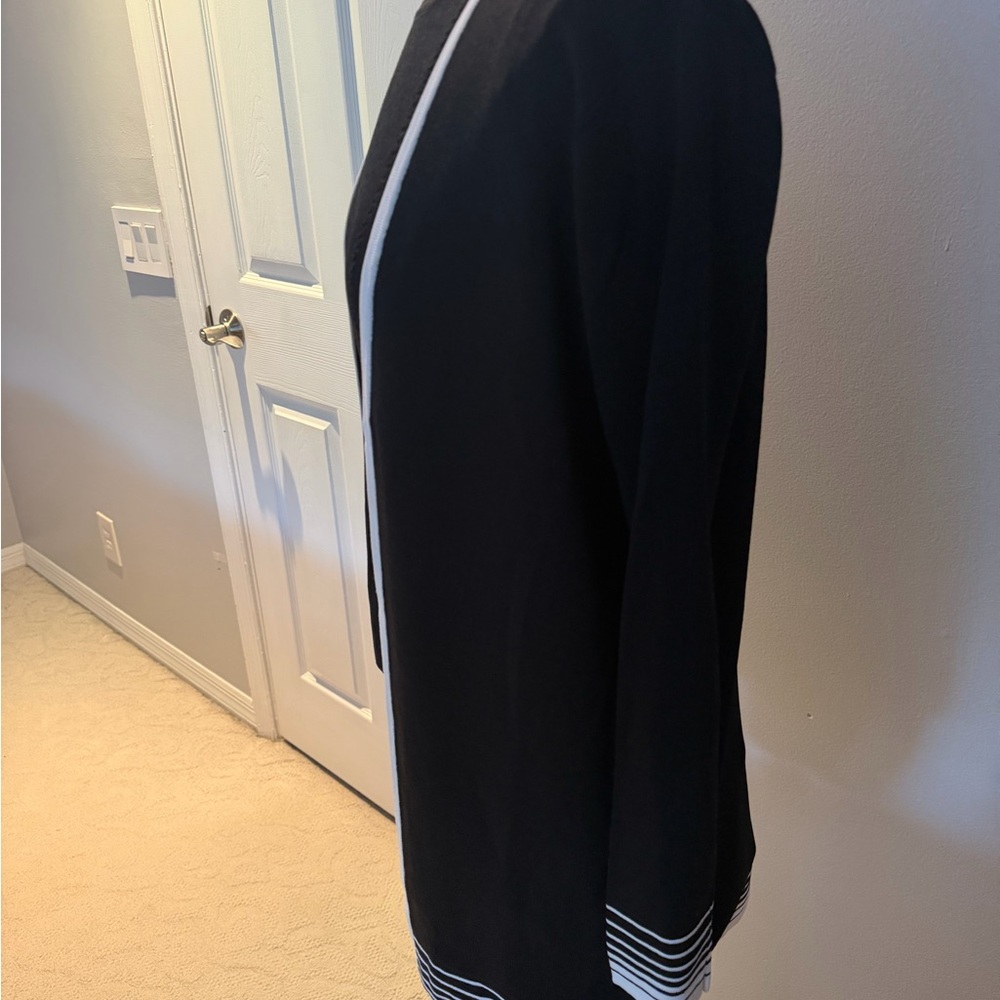 Carducci Black & White Trim Open-Front Cardigan Set with Sleeveless Tank - Picture 9 of 9